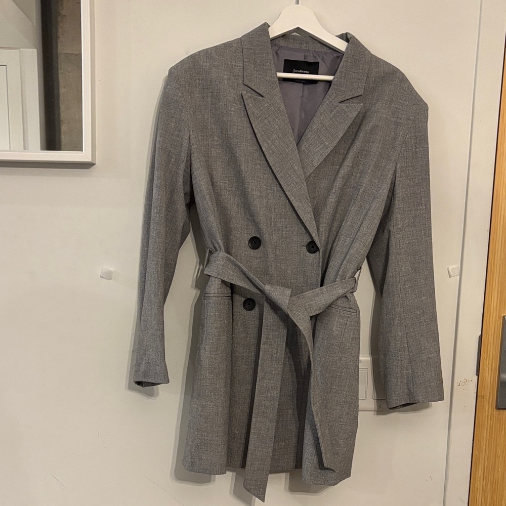 Stradivarius Charcoal Double-Breasted Blazer
